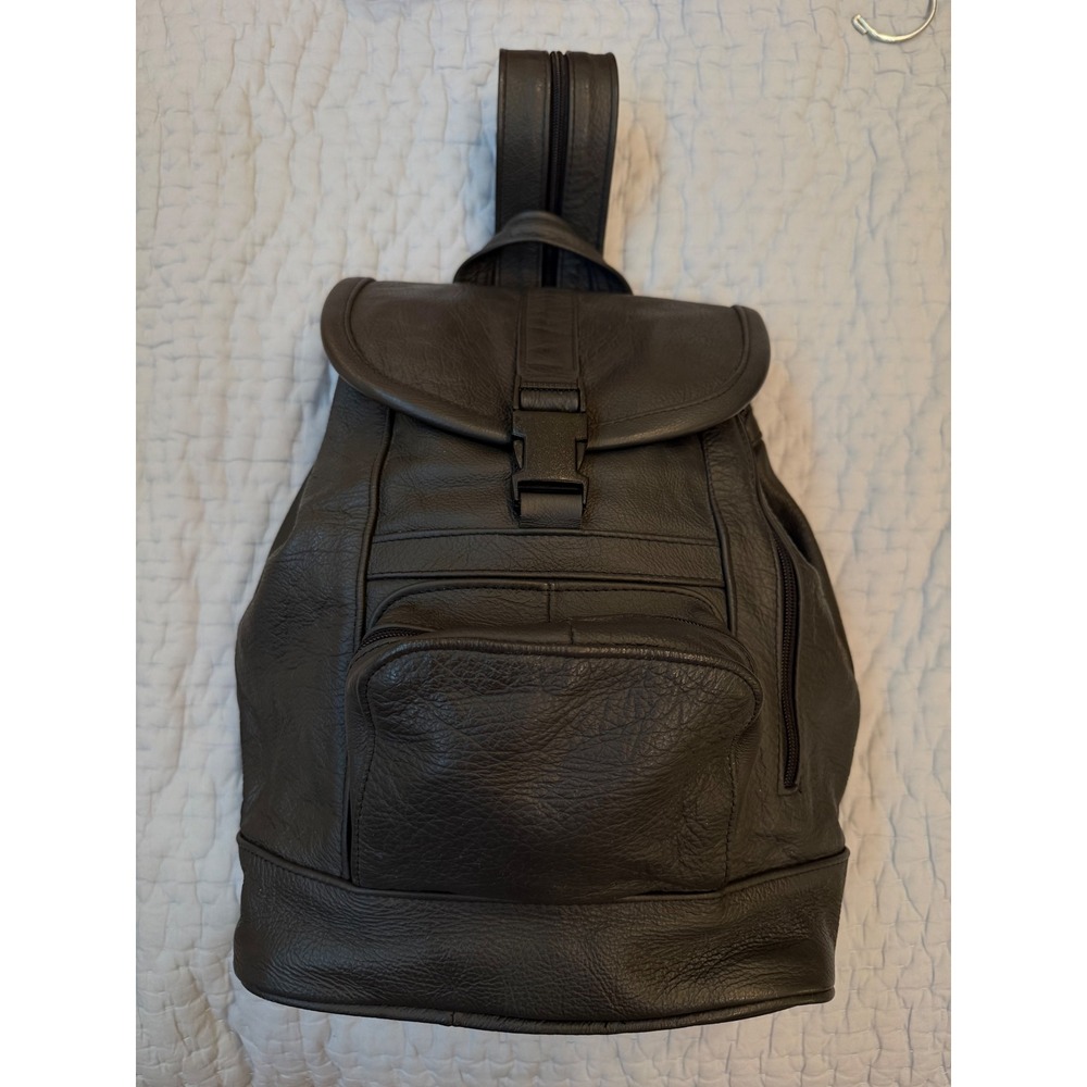 Black Genuine Leather  Backpack
